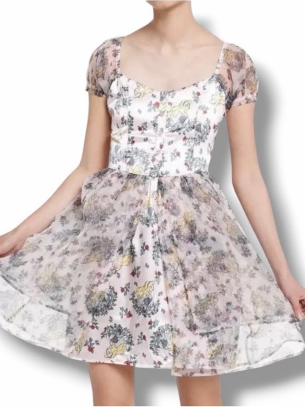 Disney Sleeping Beauty Princess Aurora Floral Tiered Tulle Pink Dress NWT